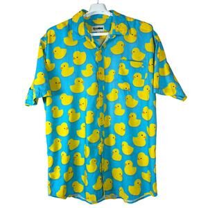 Tipsy Elves Rubber Ducky Short Sleeve Hawaiian Shirt Men’s Size XXL 2XL USED